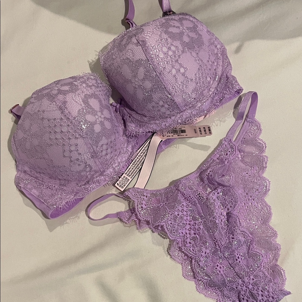 Victoria's Secret Purple Lace Bra and Panty Set